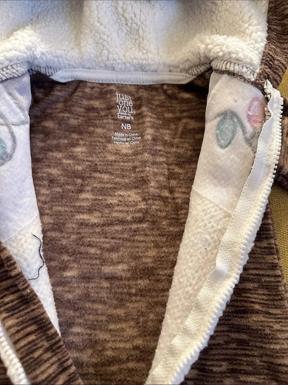 Brown Reindeer Hooded Baby One-Piece Footie with Festive Lights